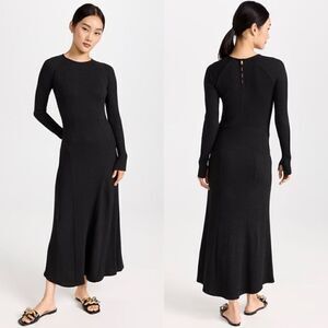 Rag & Bone Echo Maxi Sweater Black Dress Knit  Ribbed Size XXS